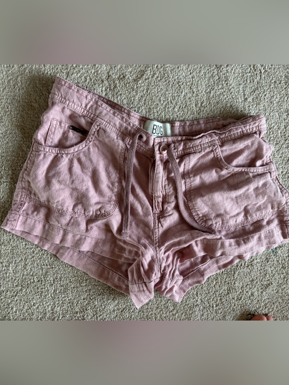 BDG Dusty Rose Drawstring Cargo Shorts